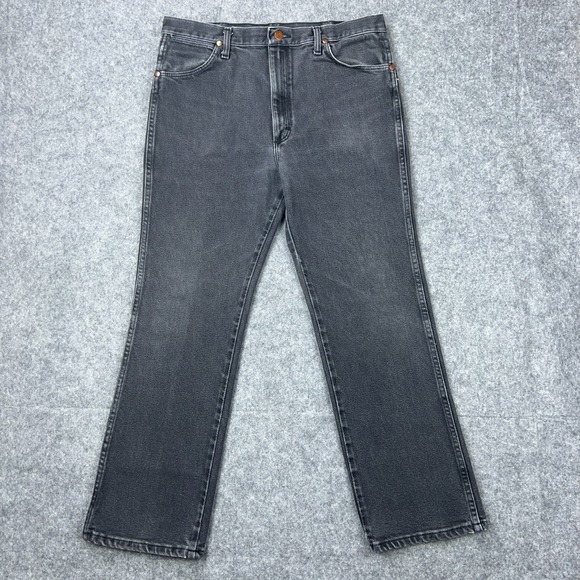 VTG Wrangler Jeans Mens 36x30 Black Cowboy Cut Slim Stretch Western 938BLK Denim - Picture 1 of 11